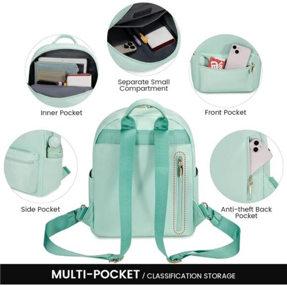 Mini Waterproof Backpack for Women - Lightweight Daily Purse - Picture 5 of 7